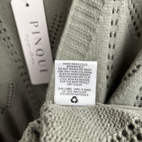 Pinque Cardigan Sweater Womens Small Sage Olive Green Pockets Open Front - Picture 8 of 8